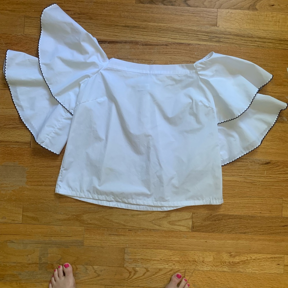 White Blouse with Black Detailing on Sleeves